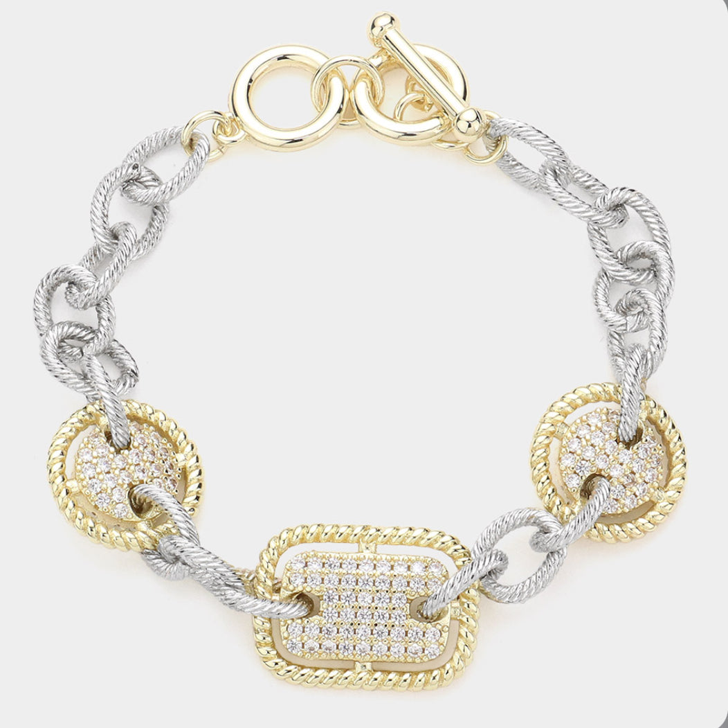 Two Tone CZ Bracelet