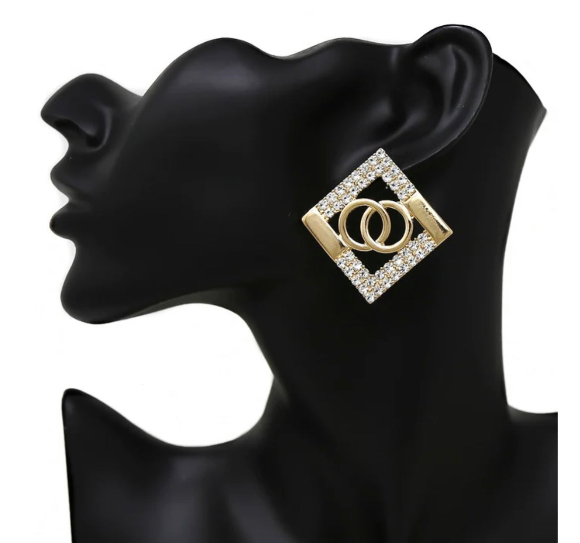 Glass Stone Double O Earrings