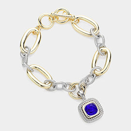 Blue Stone Two Tone Bracelet