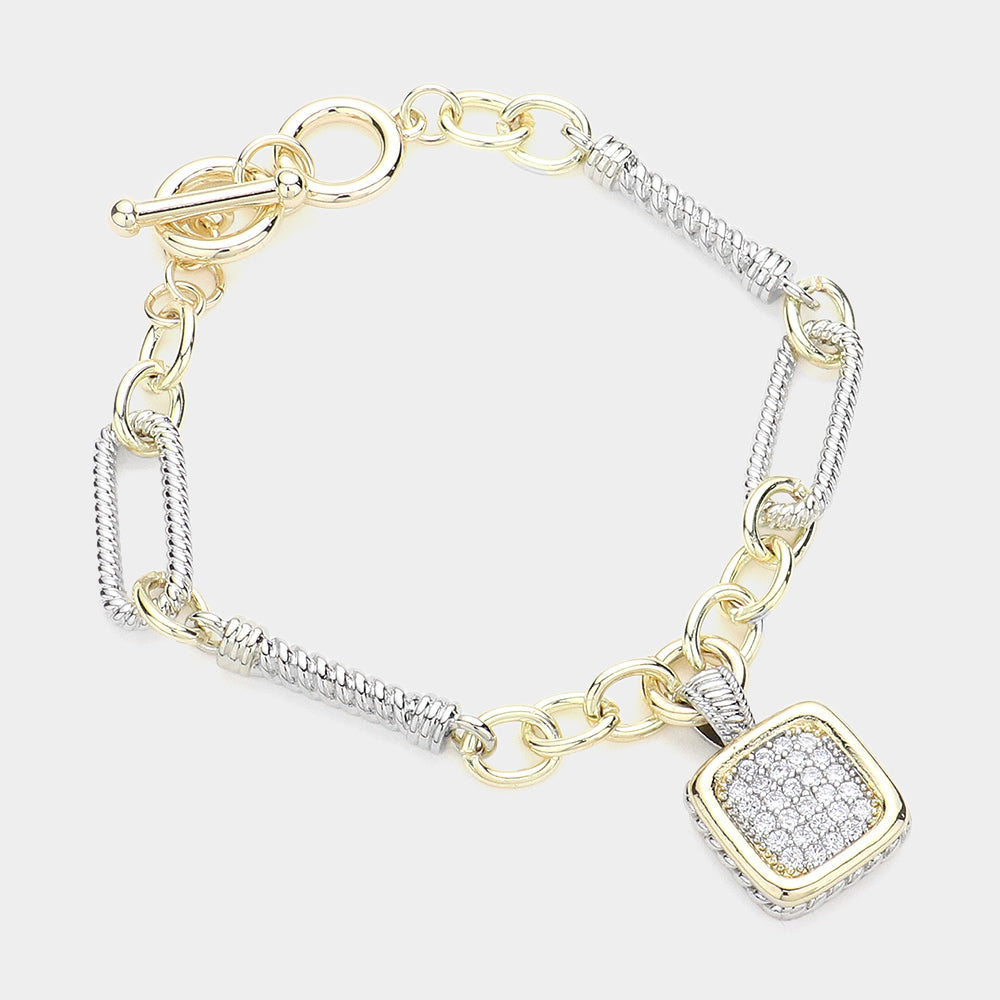 Square Charm Toggle Bracelet