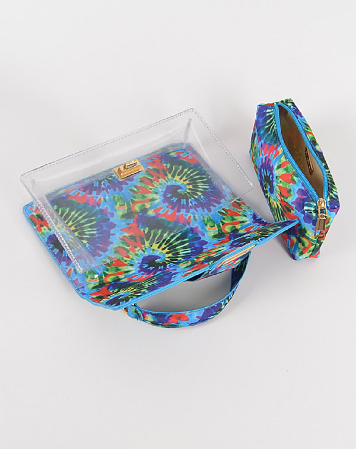 2-in-1 Tie Dye Clear Handbag with/Crossbody