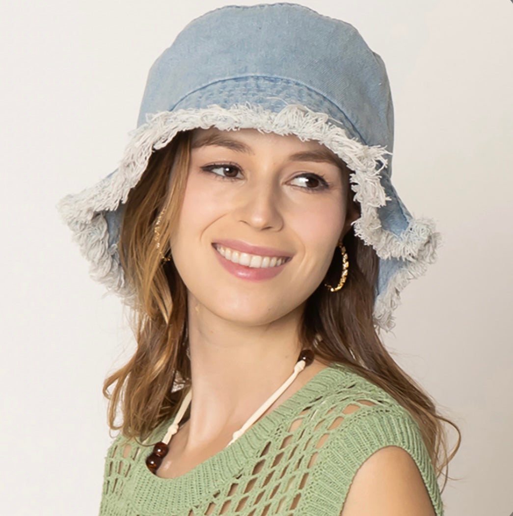 Distressed Denim Bucket Hat