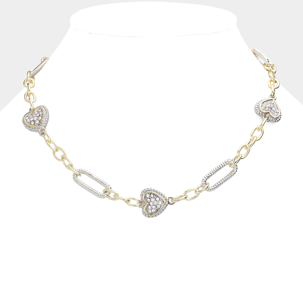 Two Tone Heart Necklace