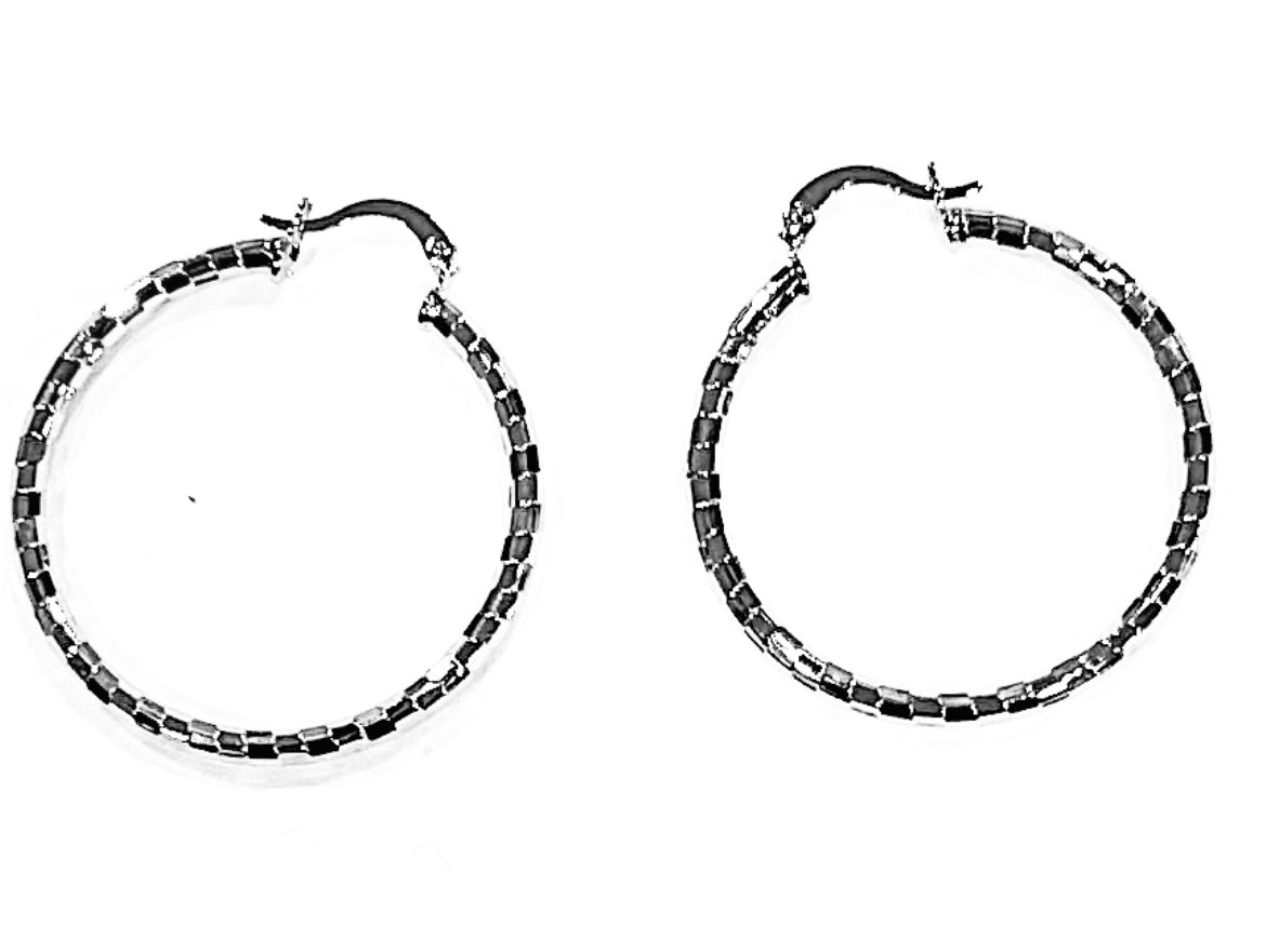 Silver Disco Hoops