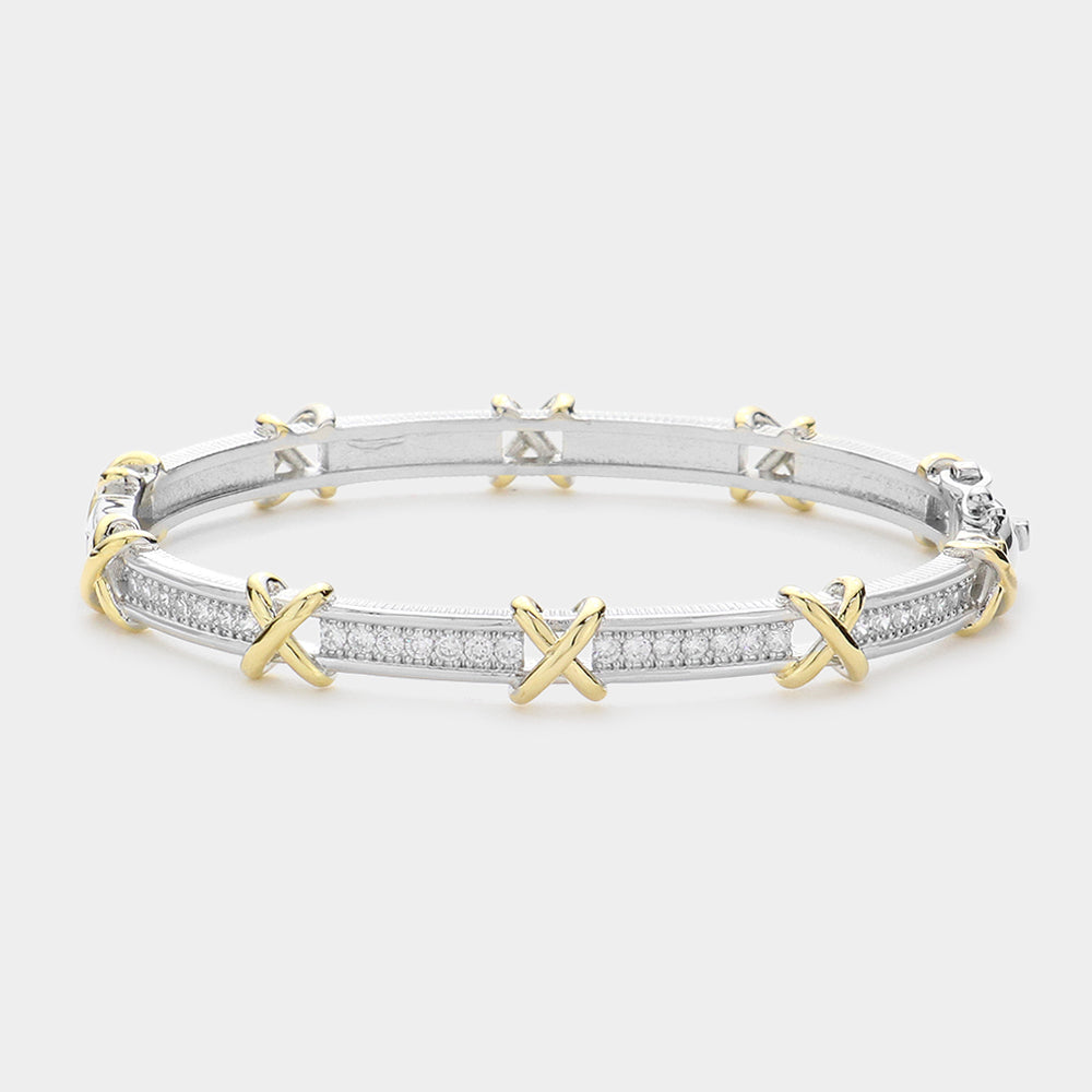Two Toned Criss Cross Bracelet