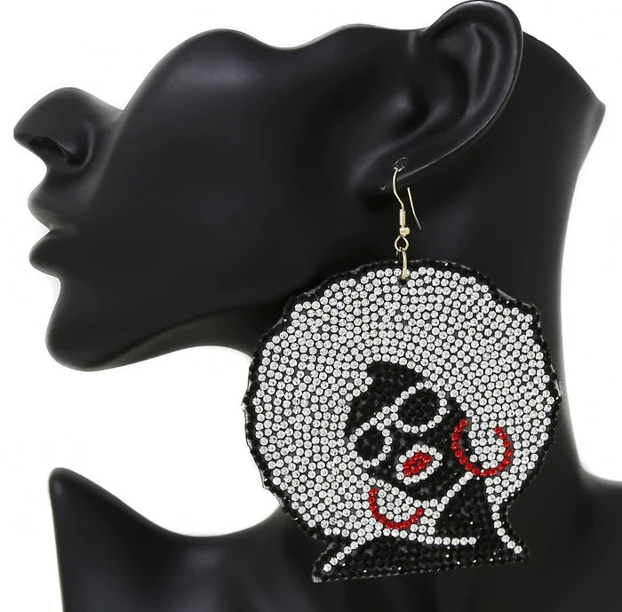 Afro Rhinestone Earrings