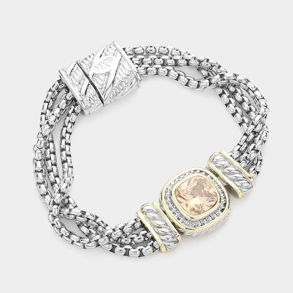 Square Cubic Zirconia Magnetic Bracelet