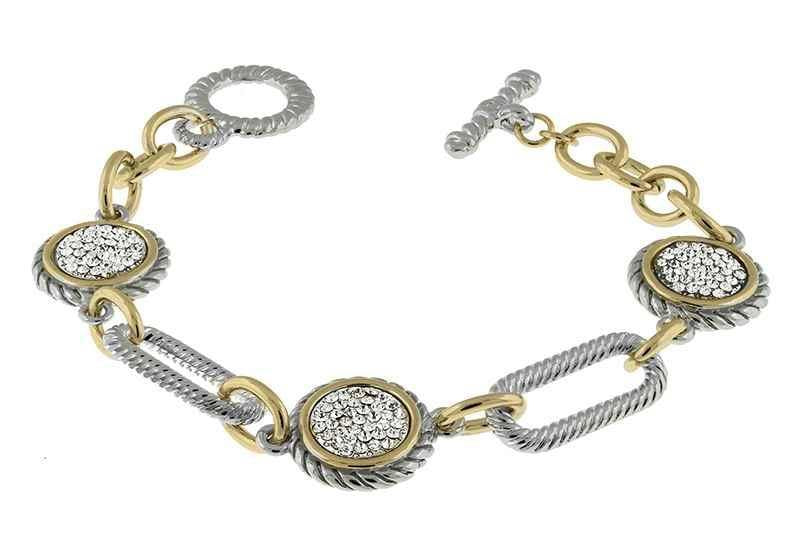 Two Tone Square CZ Bracelet