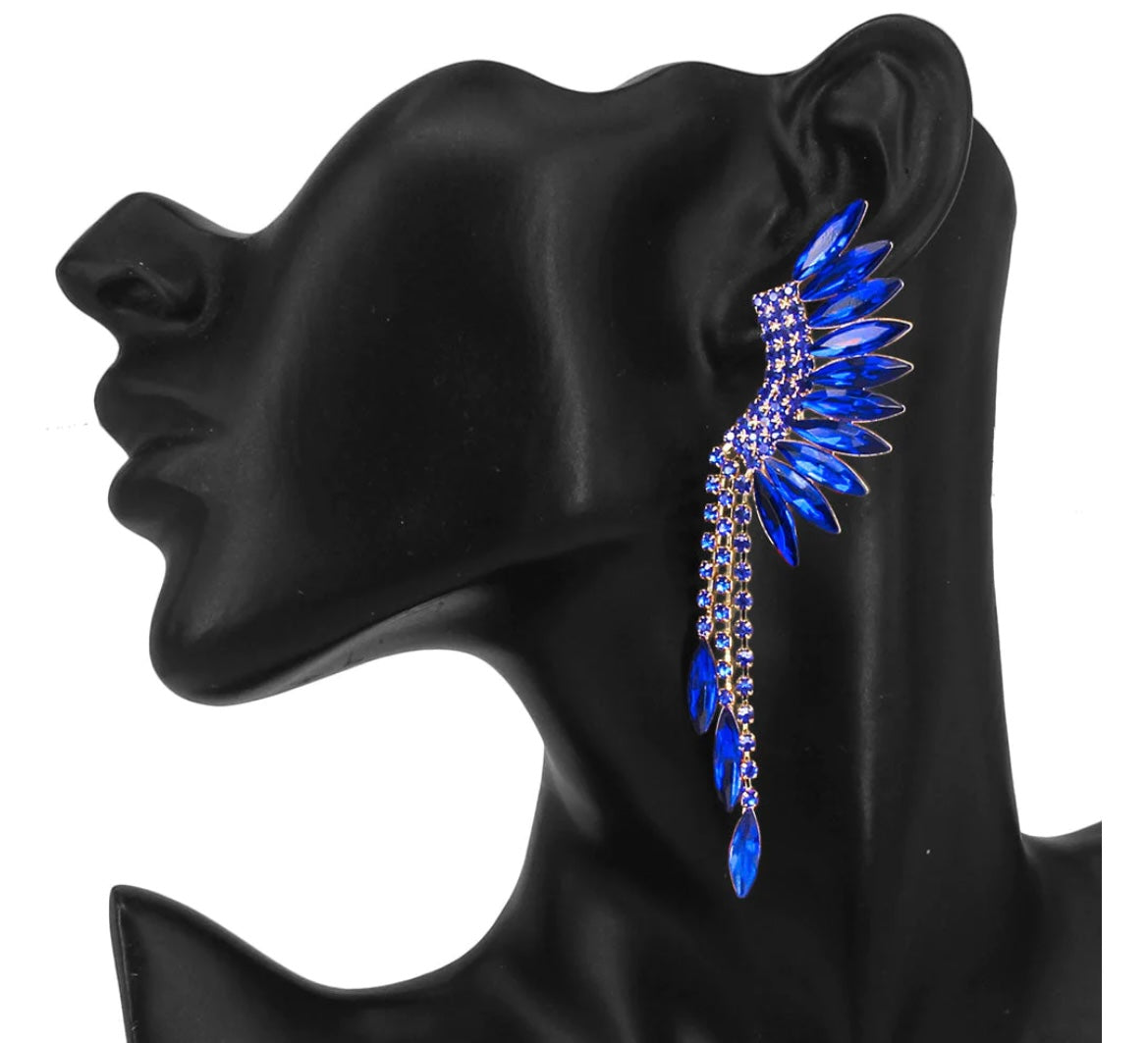 Glass Stone Wing Earrings