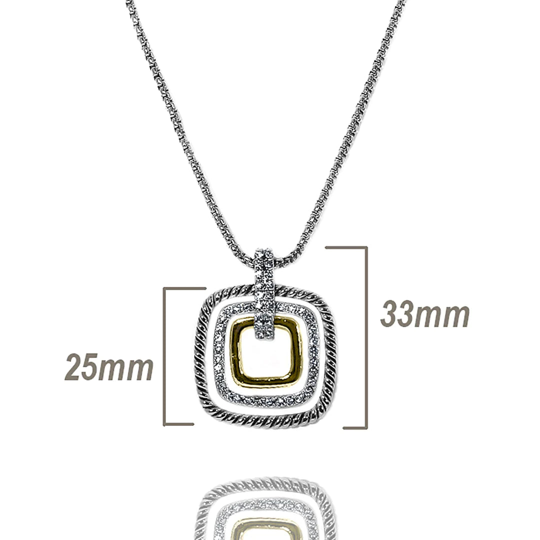 Two Tone Multi Square Necklace