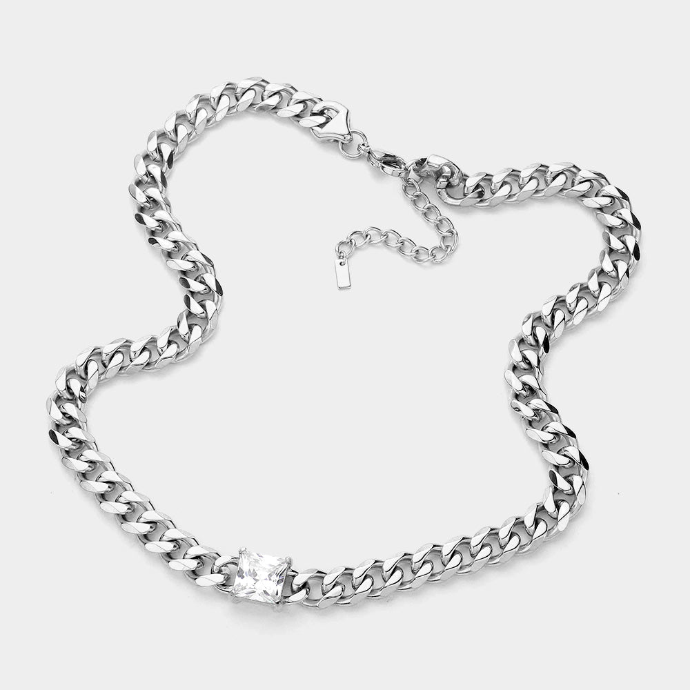 Square Stone Necklace