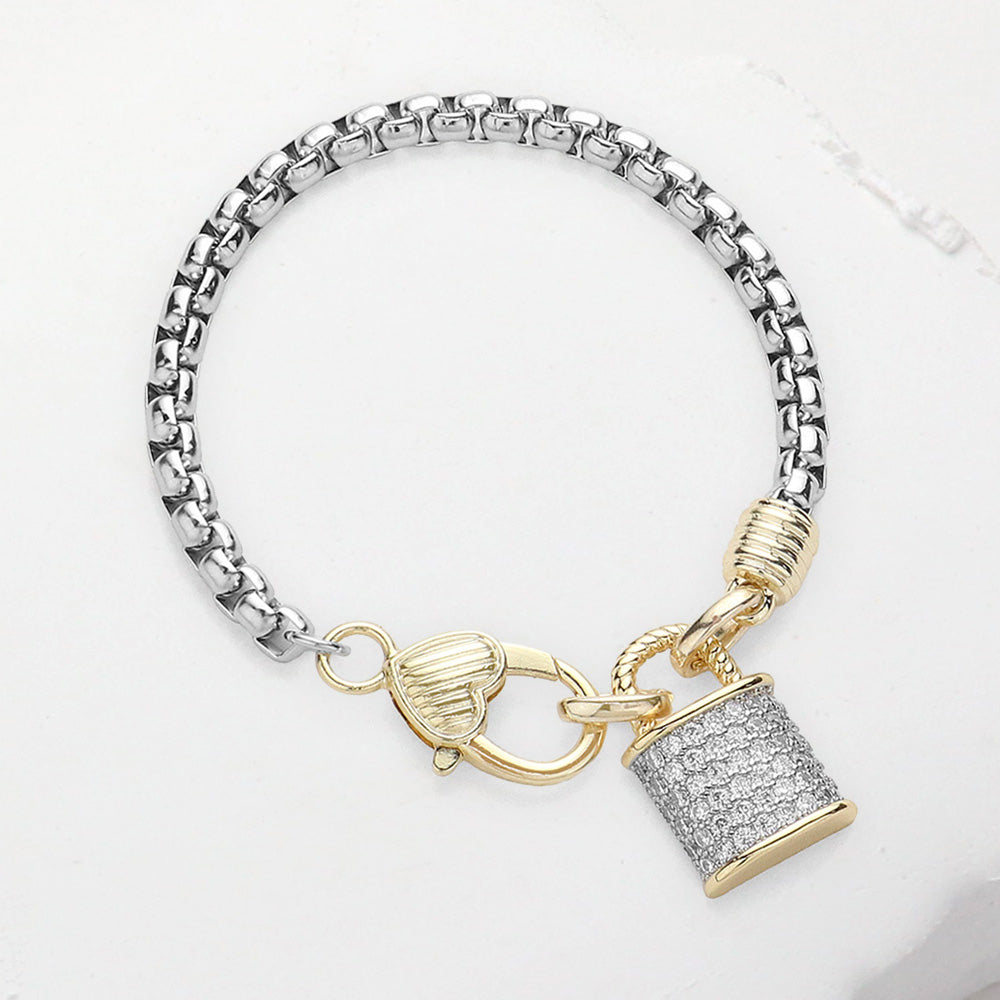 Two Tone Lock Bracelet