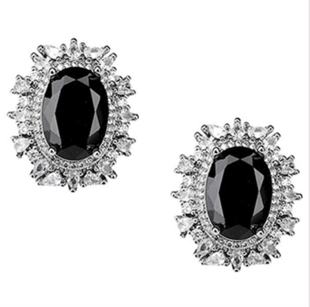 Black Oval Earrings