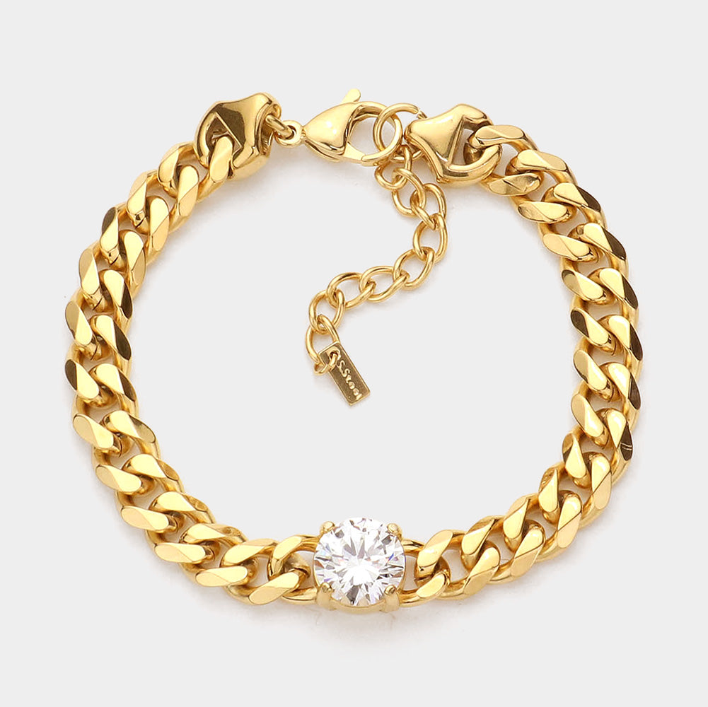 Square Stone Chain Bracelet