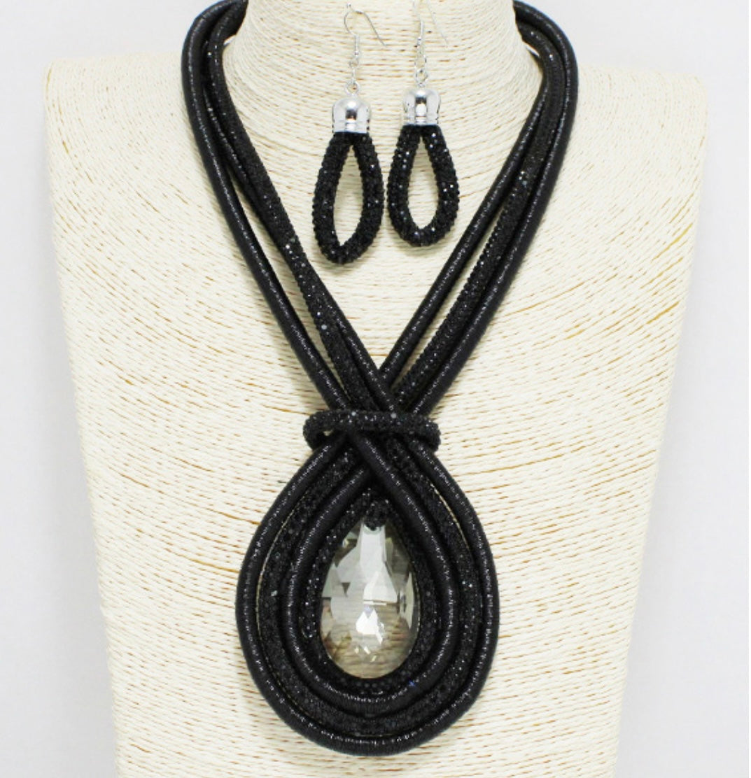 Black Tear Drop Necklace