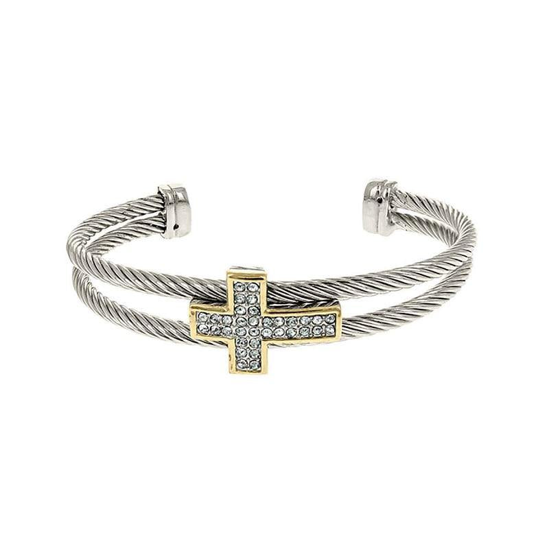 Silver Gold Cross Bangle