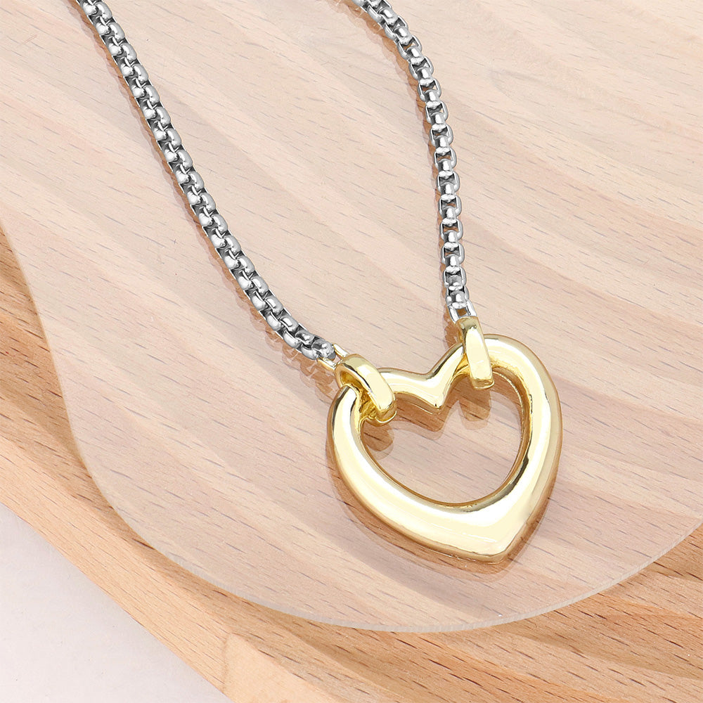 Two Tone Heart Necklace