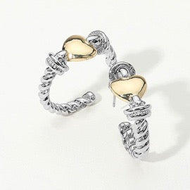Two Tone Heart Rope Earring