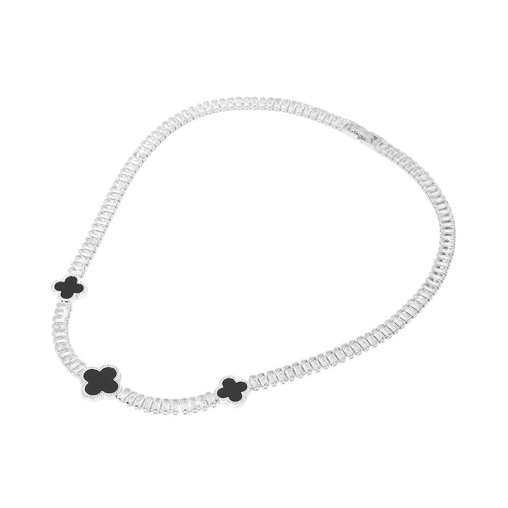 Clover Baguette Link Necklace