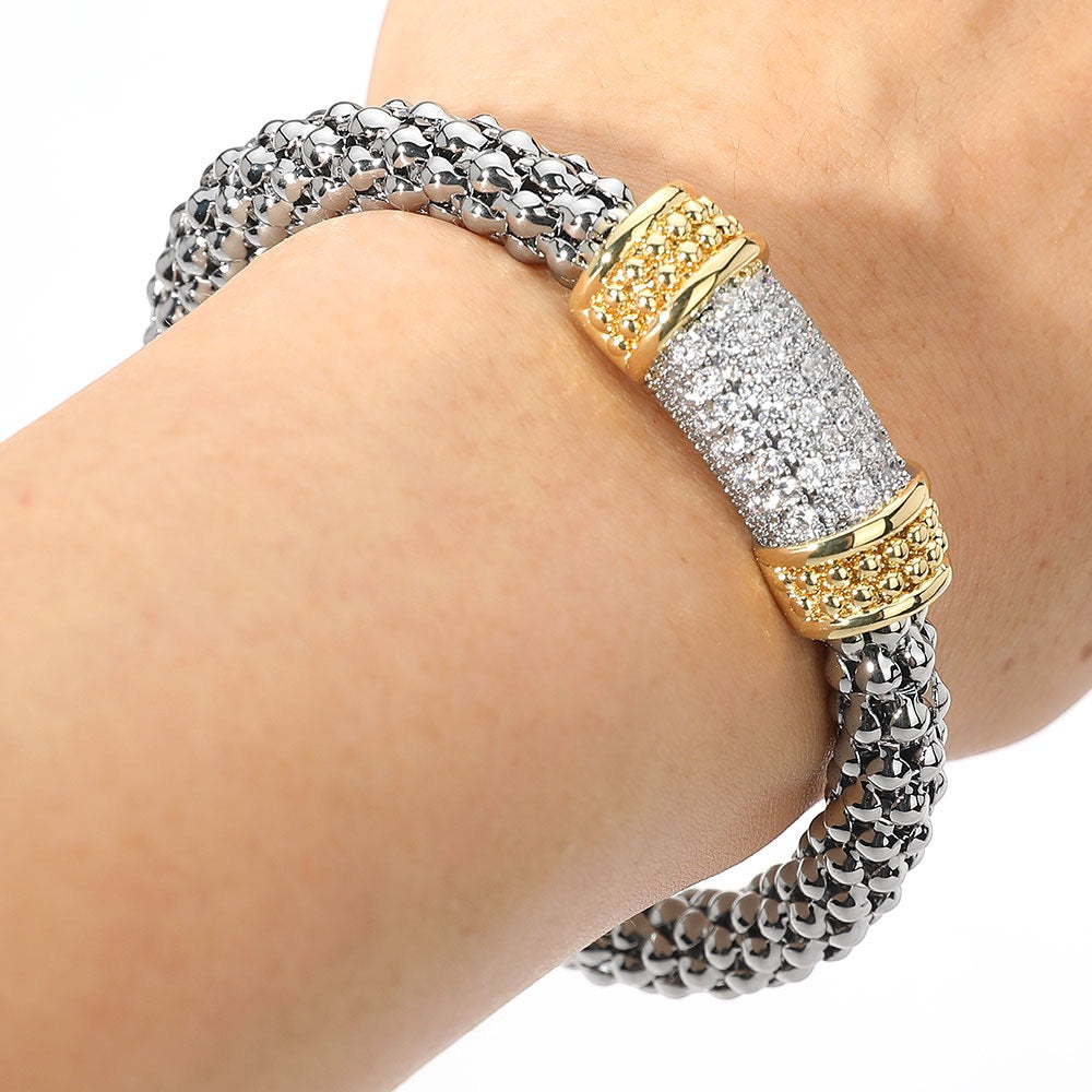 Two Tone Braided Cuff Bracelet