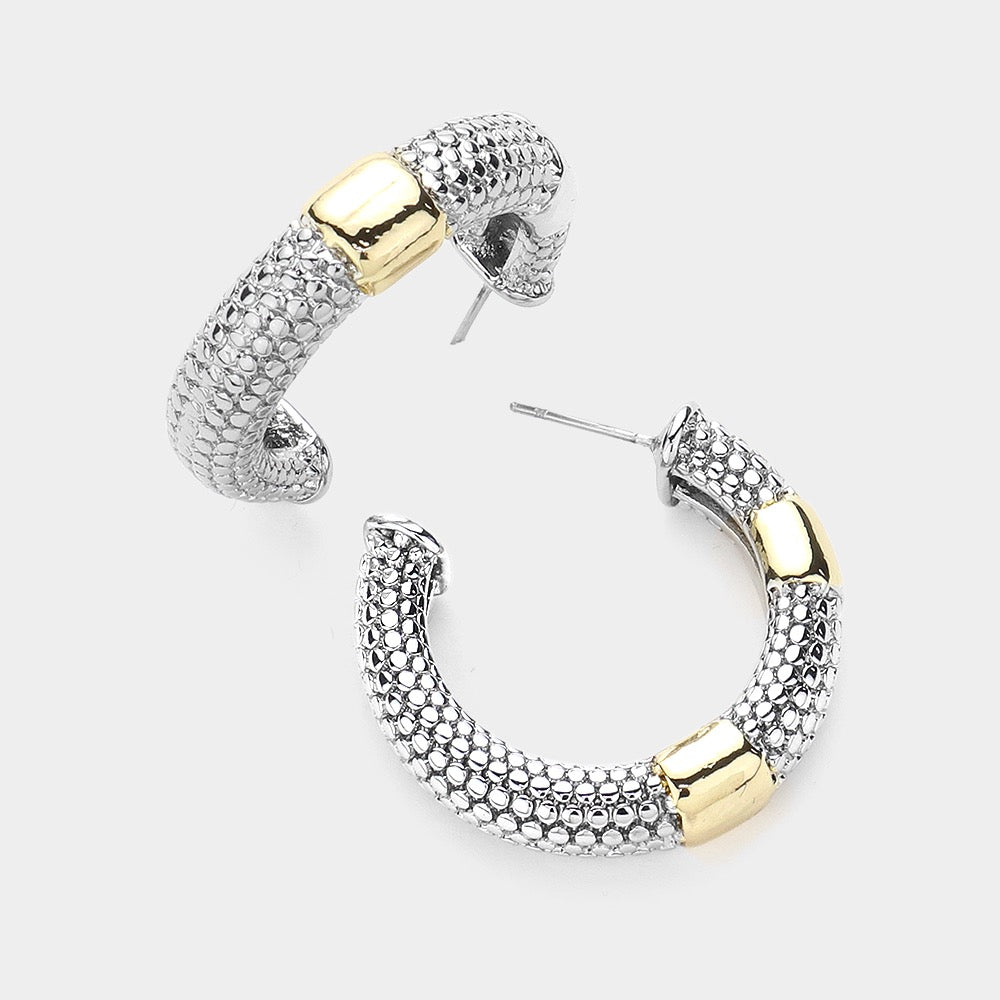 Two Tone Textured Earrings