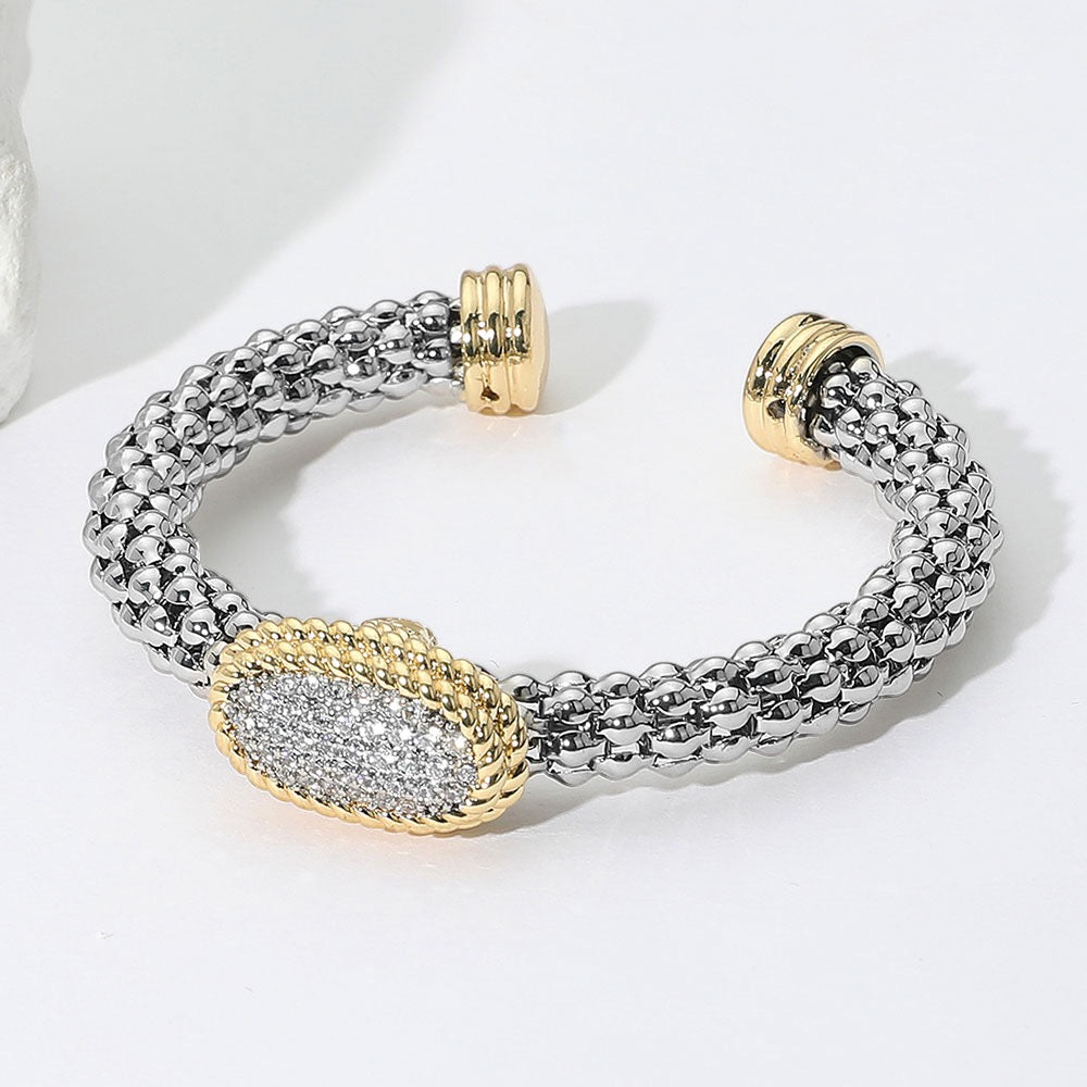 Two Tone Oval Cuff Bracelet