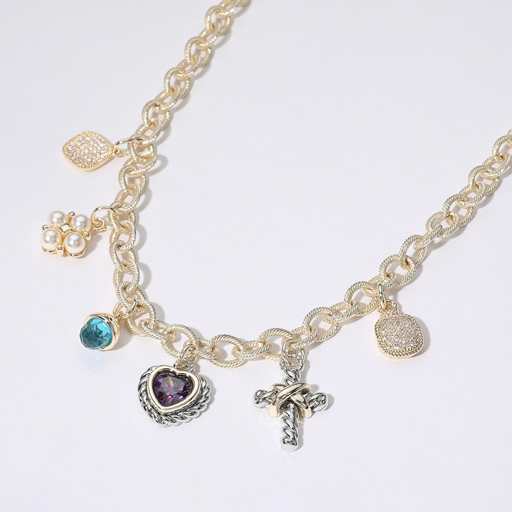 Two Tone Charm Necklace