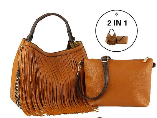 2-in-1 Fringe Handbag