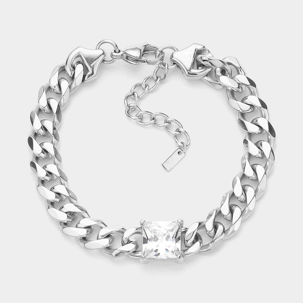 Square Stone Chain Bracelet