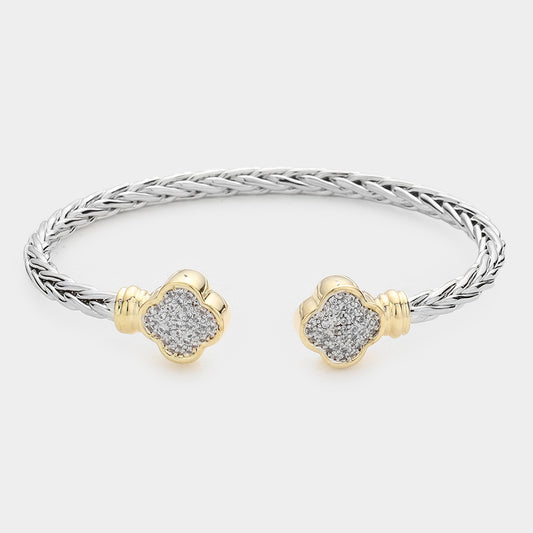Two Toned Clover Cuff Bracelet