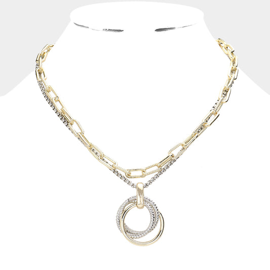 Triple Circle Toggle Necklace