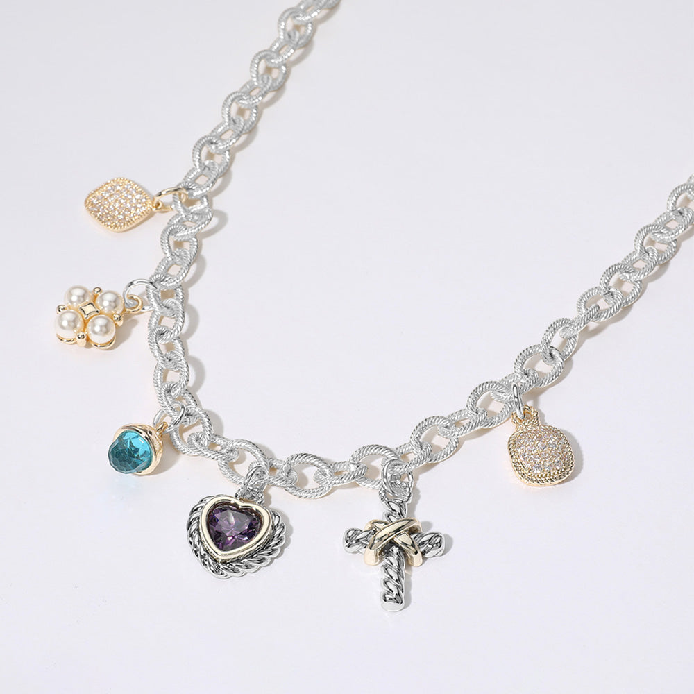 Two Tone Charm Necklace