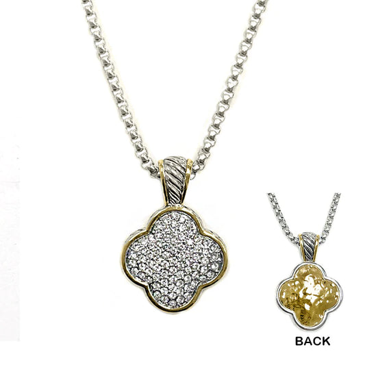 Two Tone Double Sided Clover Necklace