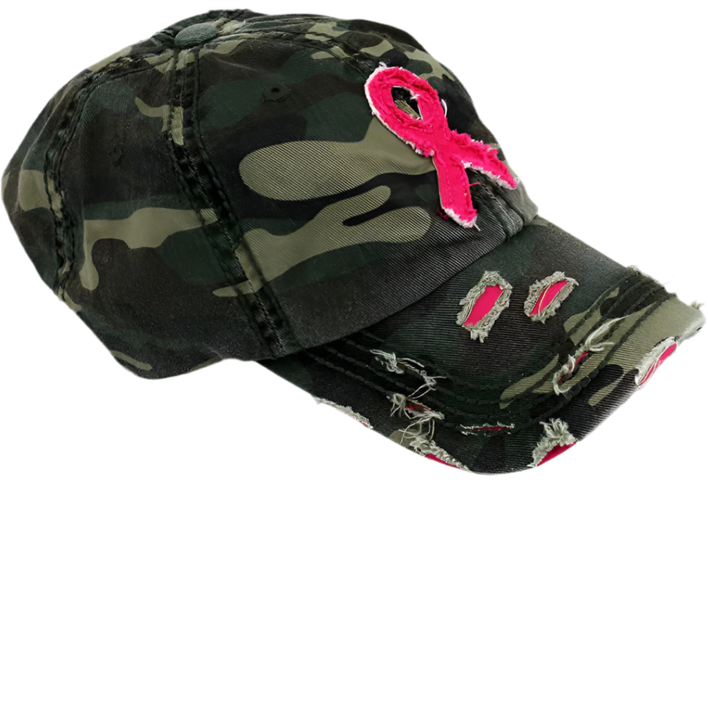 Distressed Pink Ribbon Cap