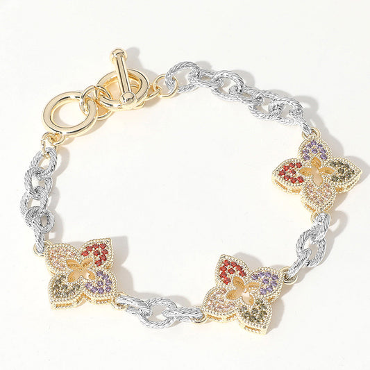 Two Tone Multi Flower Bracelet