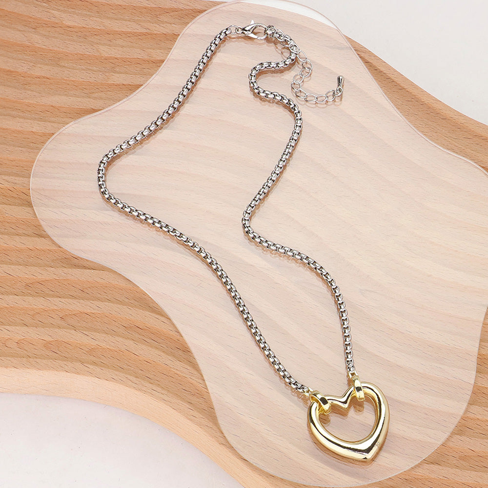 Two Tone Heart Necklace
