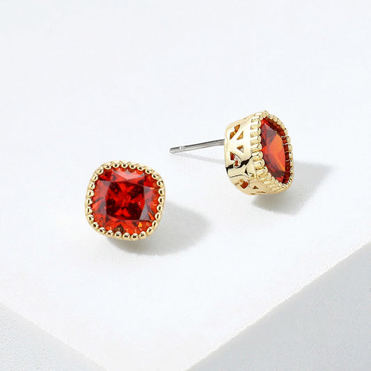 CZ Square Stud Earrings
