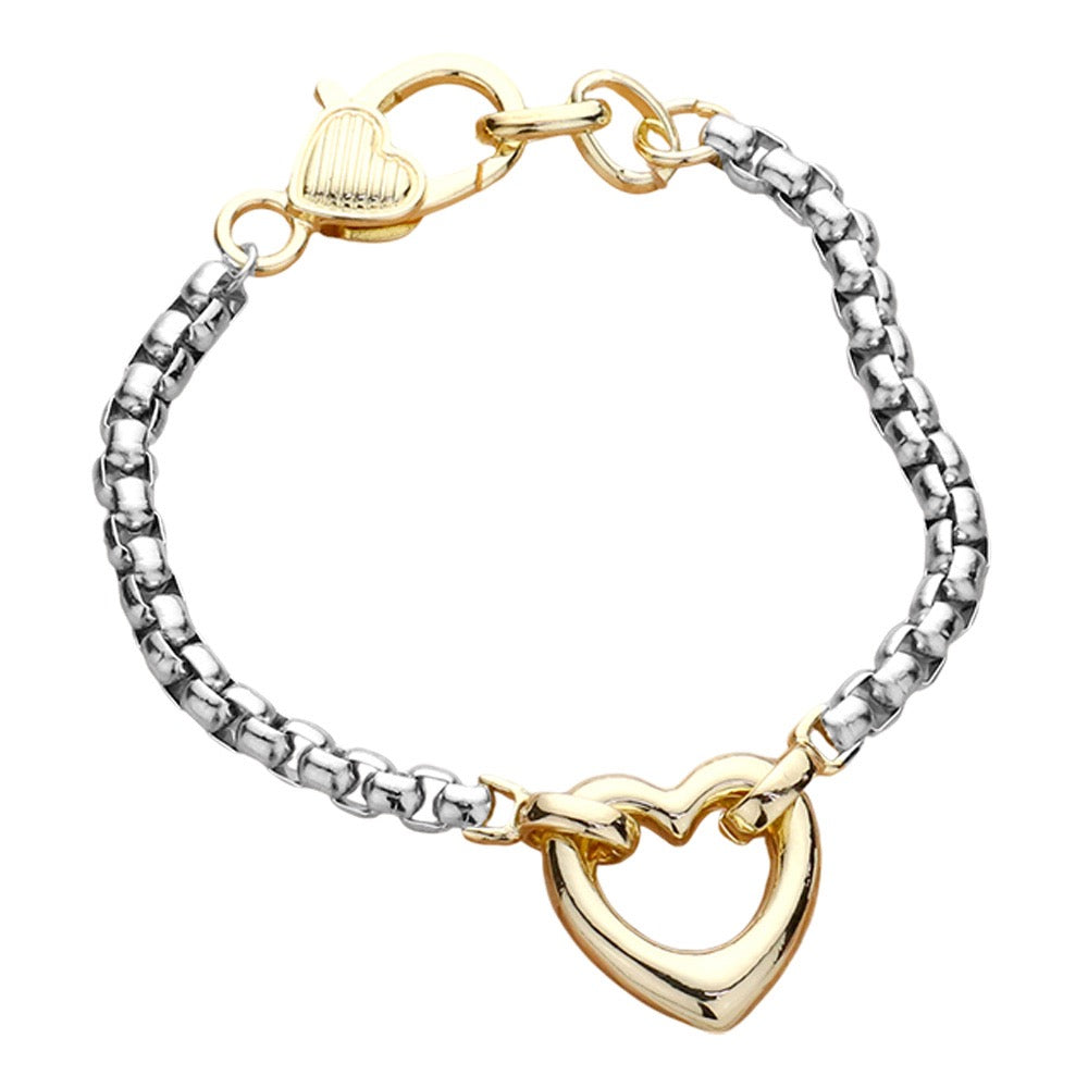 Two Tone Heart Charm Bracelet
