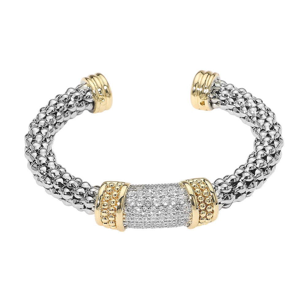 Two Tone Braided Cuff Bracelet