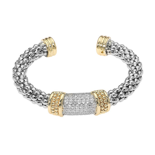 Two Tone Braided Cuff Bracelet
