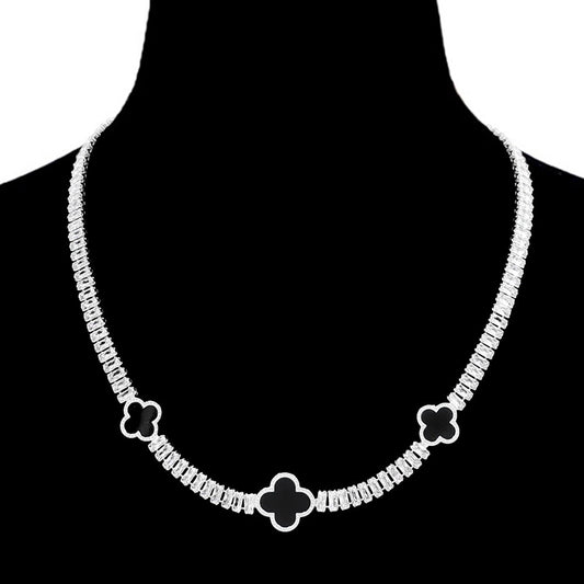 Clover Baguette Link Necklace