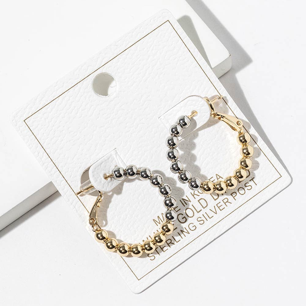 Two Tone Beaded Hoop Earrings