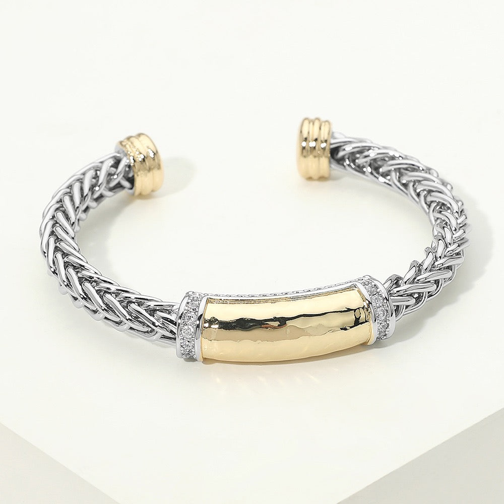 Two Tone Braided Cuff Bracelet
