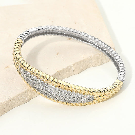 Two Tone Hinged Bangle Bracelet