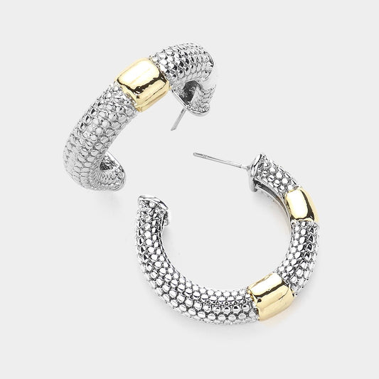 Two Tone Textured Earrings