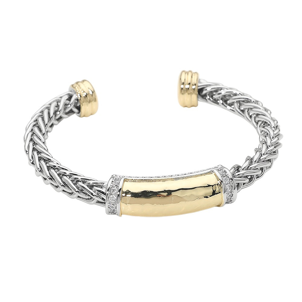 Two Tone Braided Cuff Bracelet